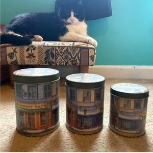 VTG Hartin Tin Biscuit/Cookie Nesting Canisters—The Blue Angel and Marriott Café